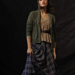 Pilcro by Anthropologie Olive Green Cable-Knit Button Cardigan - Size - XS